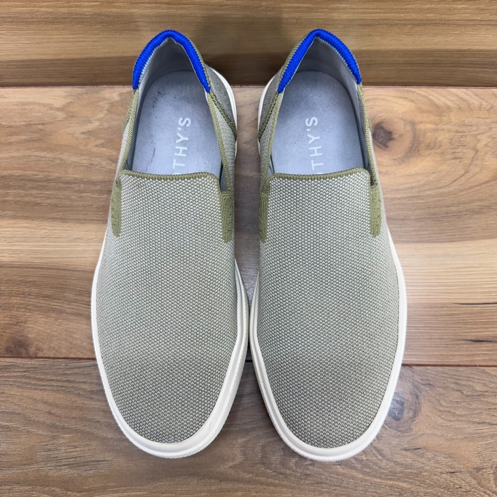 OOFOS Slip-On Canvas Loafers in Olive with Blue Accent